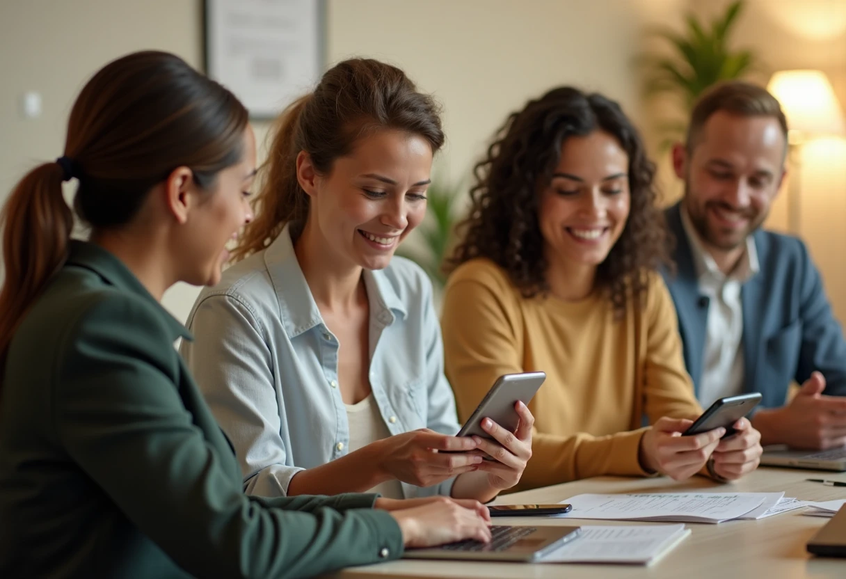 Diverse group exploring loan terms