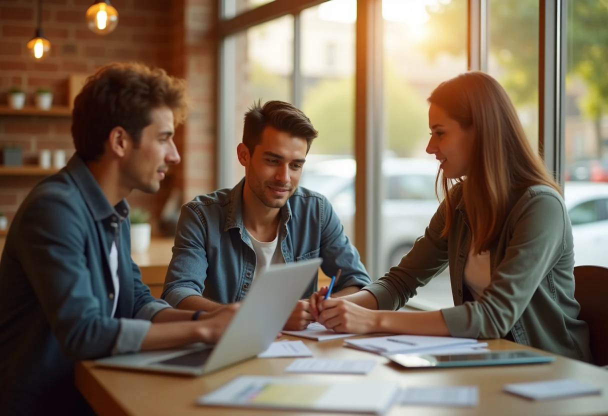Students discussing loan options